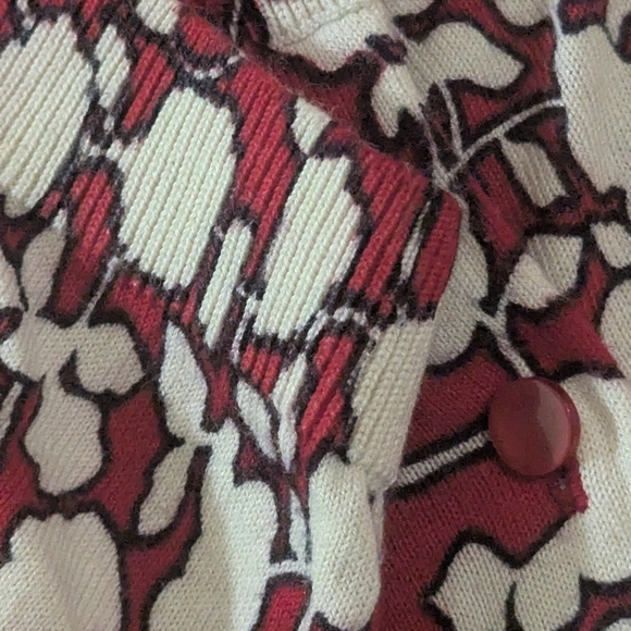 Talbot's Cardigan Red Floral Women's Size M - Picture 4 of 5